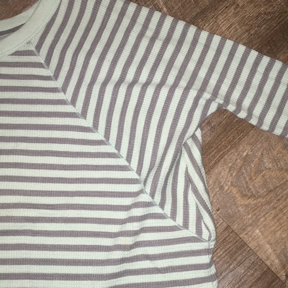 Free People Grey and Mint Strip Knit Top - Picture 5 of 8
